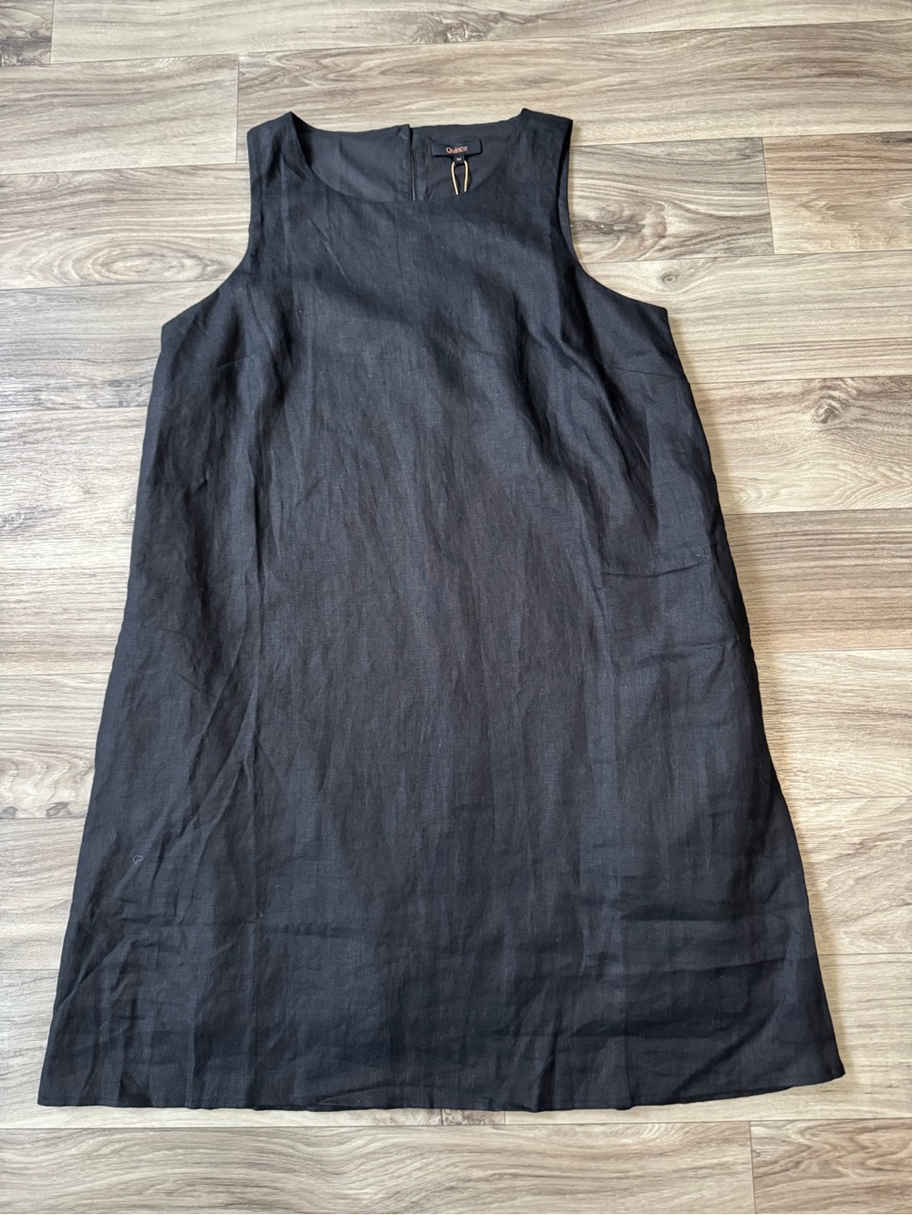 NWT Quince 100% European Linen Tank Mini Dress in Black Size Medium